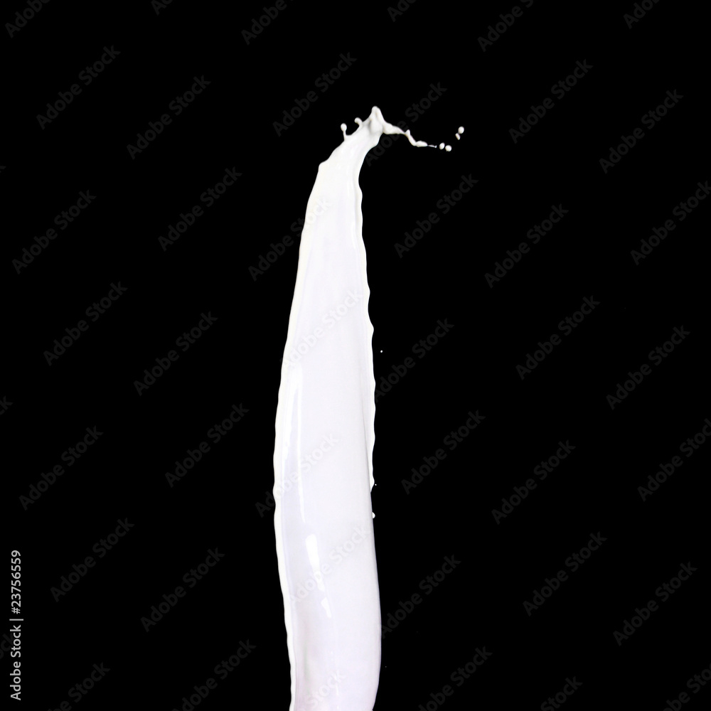 Fototapeta premium Splash of white milk over black background