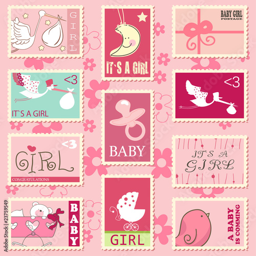 baby girl postage stamps