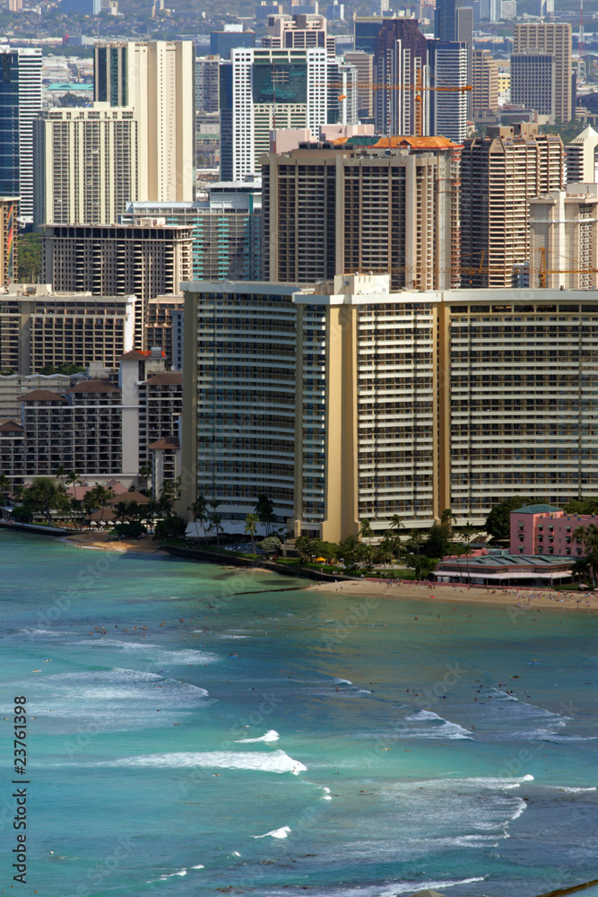 Fototapeta premium Waikiki Beach, Honolulu, Oahu, Hawaii..