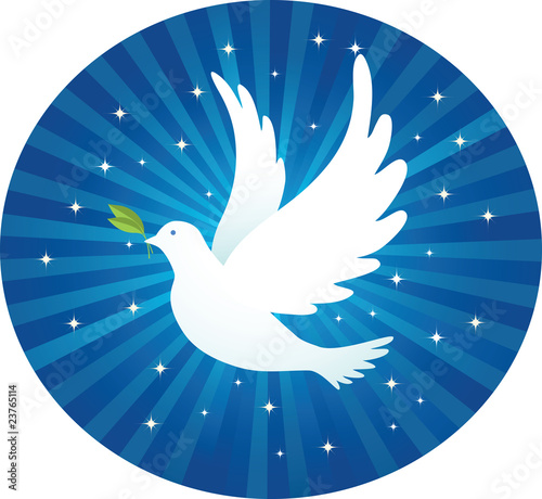 Flying dove with leaf