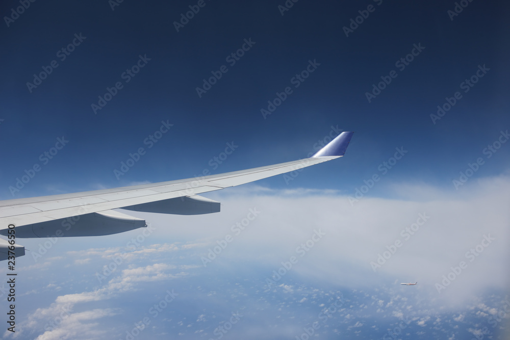 View of jet plane wing