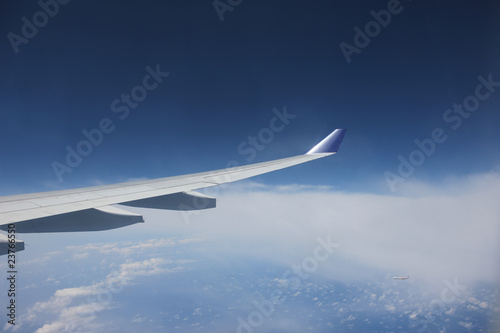 View of jet plane wing