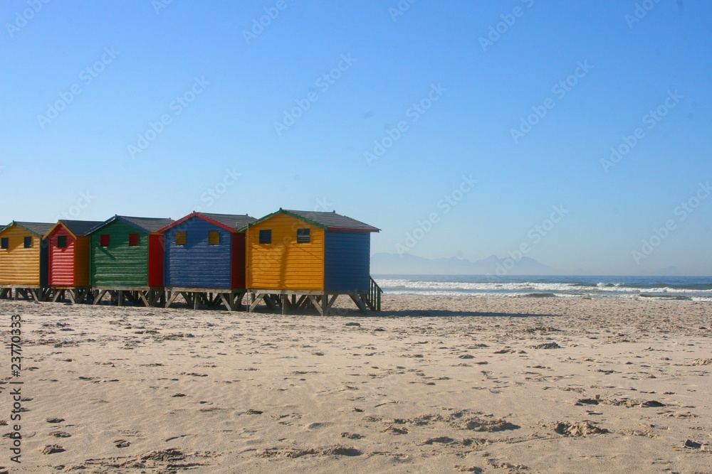 Strandhütten in der Kapprovinz Südafrikas