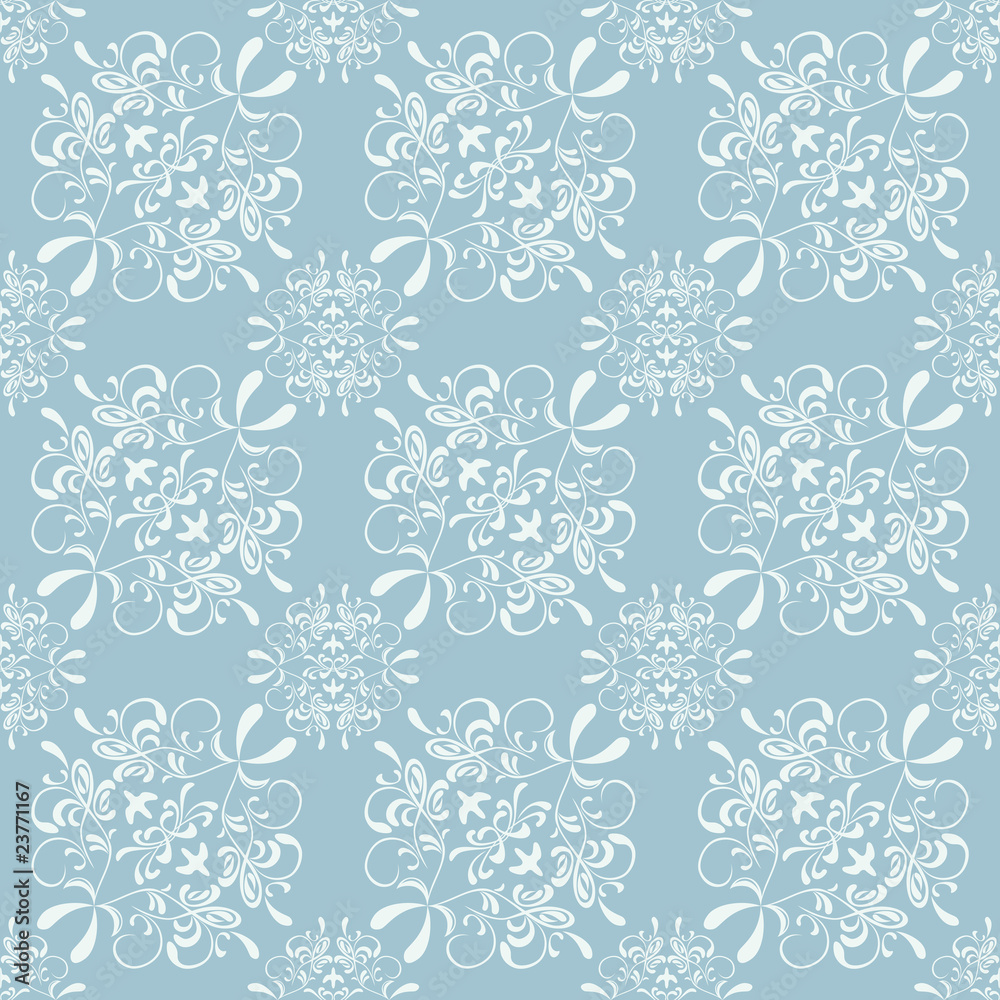 Fototapeta premium Seamless floral blue pattern