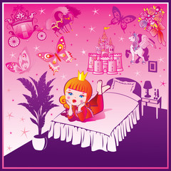 Fototapete Schloss Dream Princess. Fairy-tale. Vector art-illustration.  © Tetiana Nikonorova