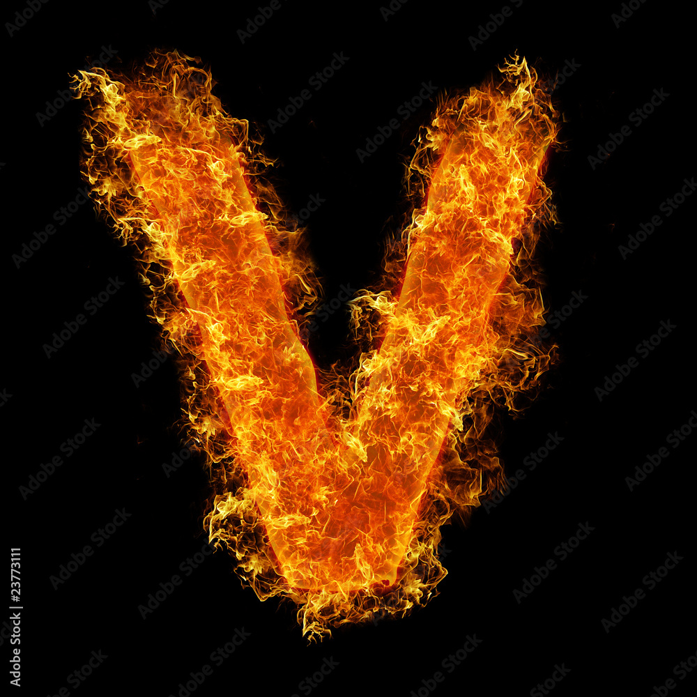 Fototapeta premium Fire letter V