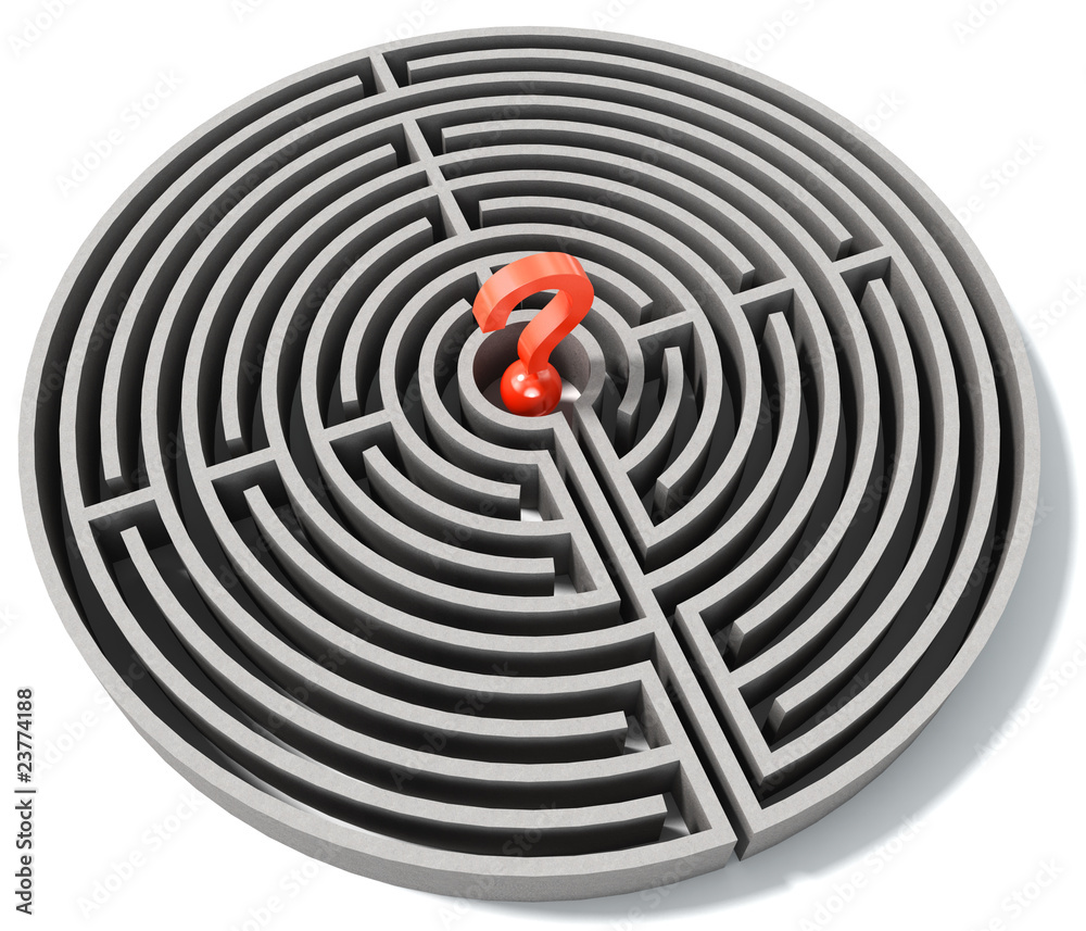 Labyrinth and question mark in the center Labyrinth and question mark in the center