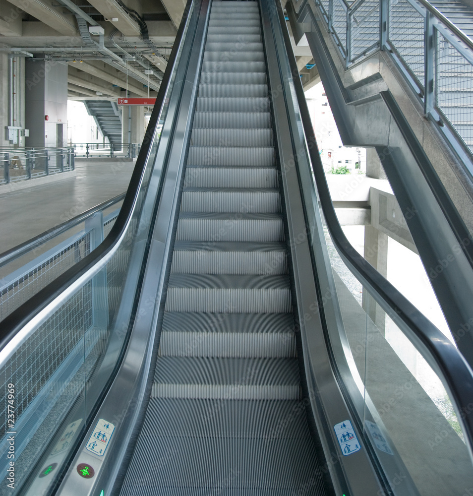 Escalator at elevated train station in Bangkok Escalator at elevated train station in Bangkok