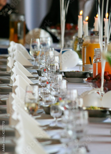 Table setting at a luxury wedding reception