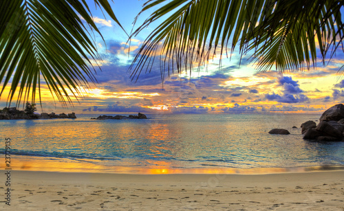 Tropical beach at sunset #23779135