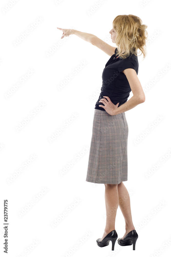 Business woman presenting over white background Business woman presenting over white background