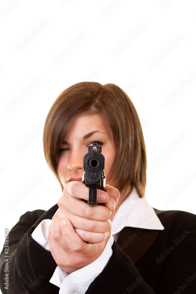 woman holding a pistol