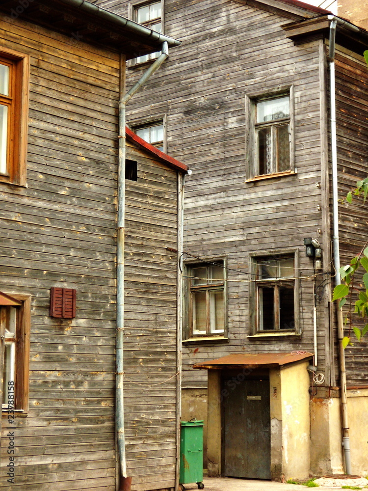 Two wooden houses