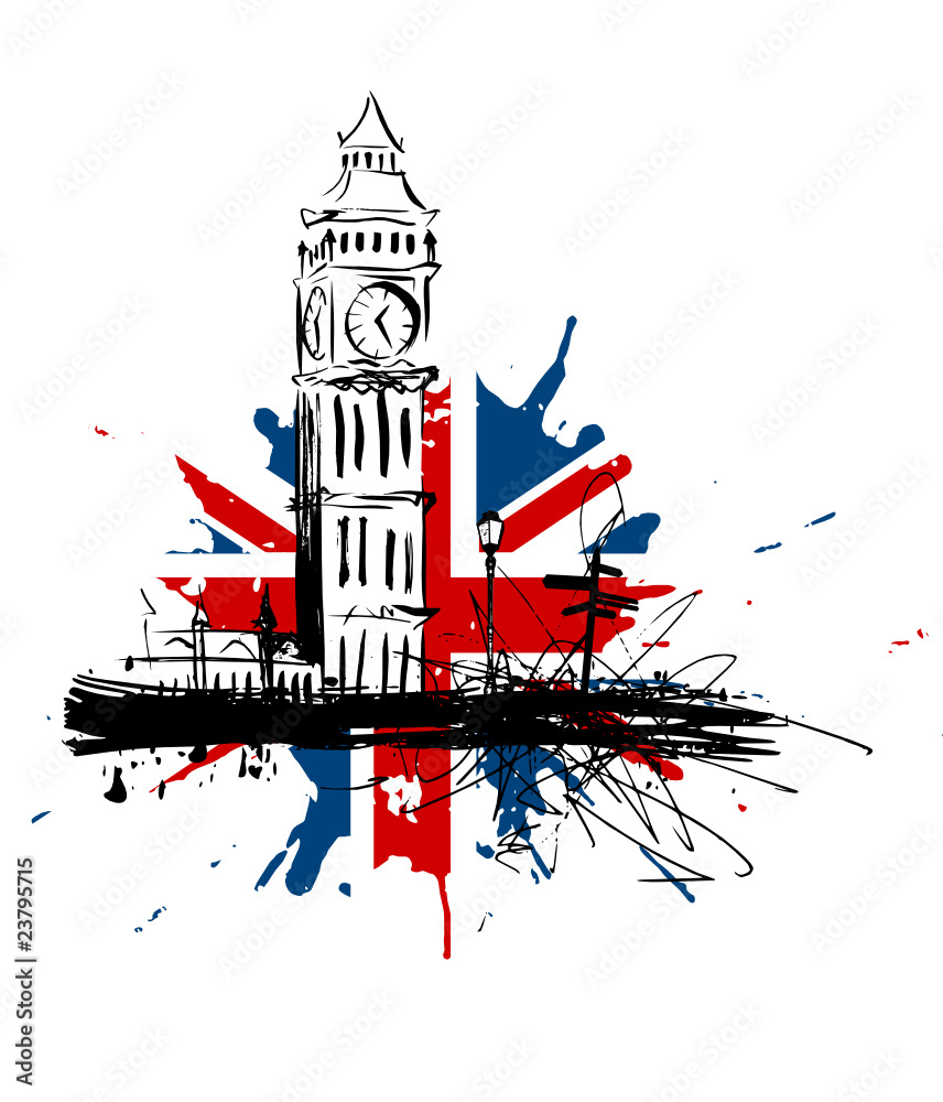 Fototapeta premium Flaga Wielkiej Brytanii Big Bena
