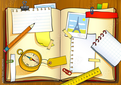 Vector illustration of notebook of traveler