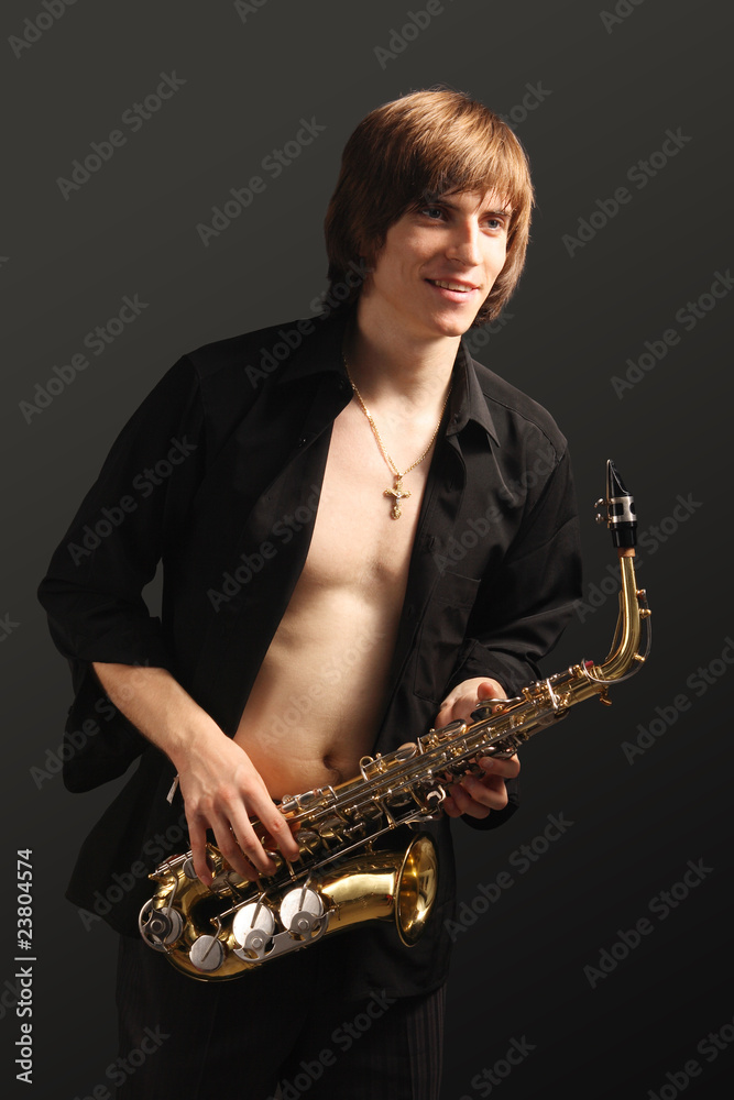 Naklejka premium Man with a sax