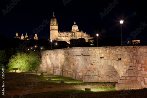 Obraz na płótnie Salamanca de noche, Castilla y Leon, Spain