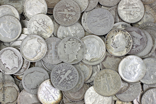 Old silver dimes photo