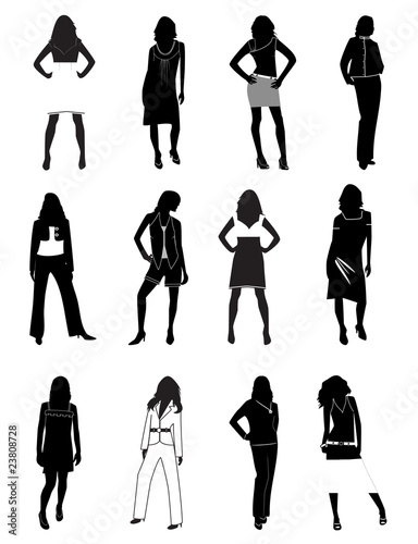 Silhouettes of women in a fashion