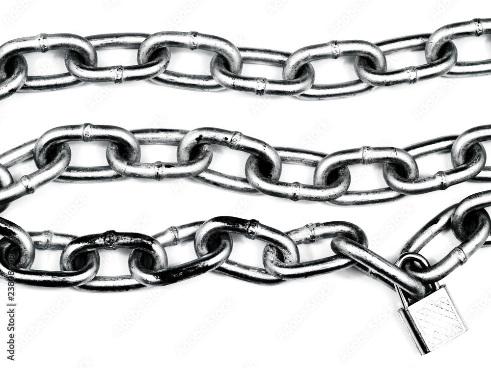 Fototapeta premium Steel Chain Isolated on a White Background