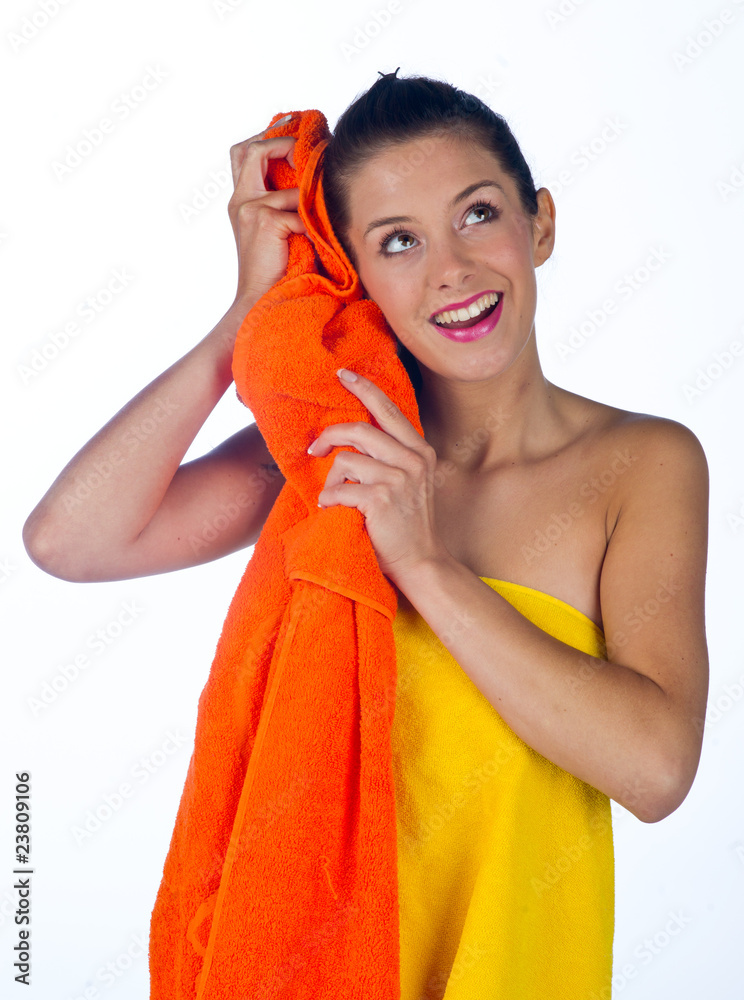 teen girl with towel teen girl with towel