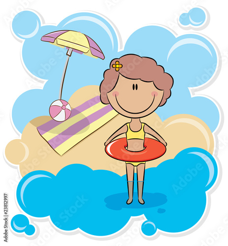 Girl with inner tube