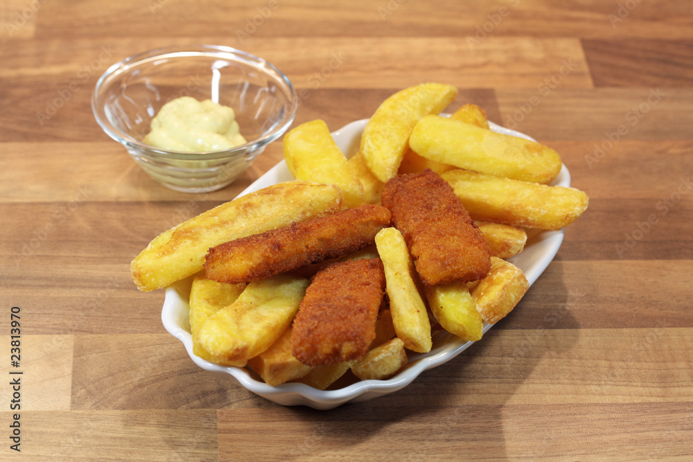 Fischstäbchen mit Pommes Fischstäbchen mit Pommes