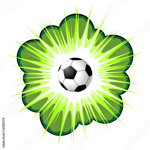 Green call out area with soccer ball over white
