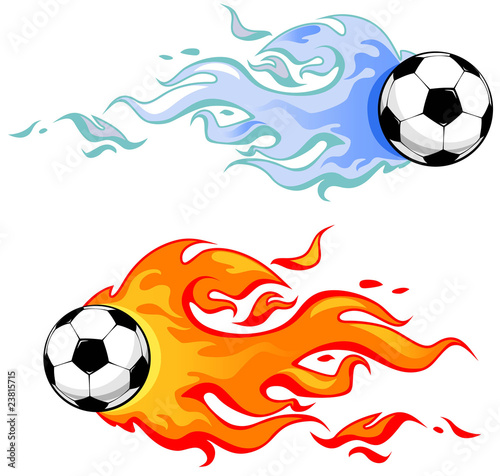soccer balls in flame