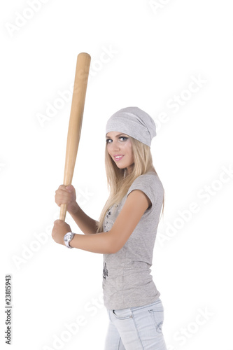The girl with a baseball bat