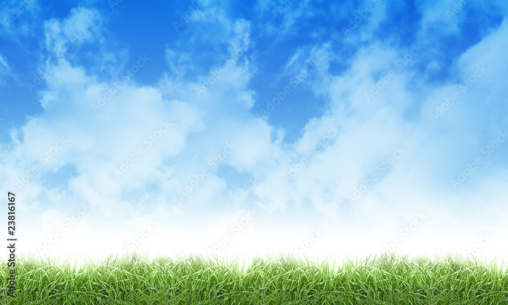 Green Eco Nature Sky Clouds and Grass Green Eco Nature Sky Clouds and Grass