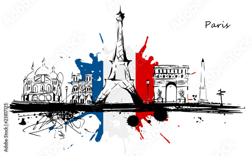 Paris monuments drapeau