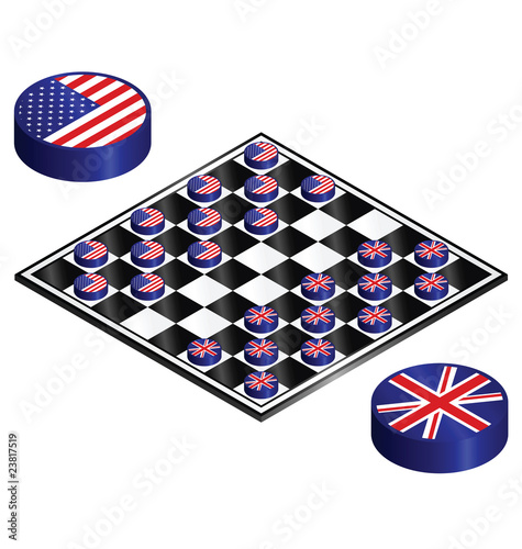 UK verses UnUSA on a checkers board