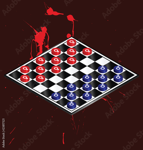Battle of the sexes played out on a checkers board