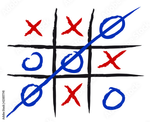 Obraz na plátně tic tac toe - blau rot - freigestellt