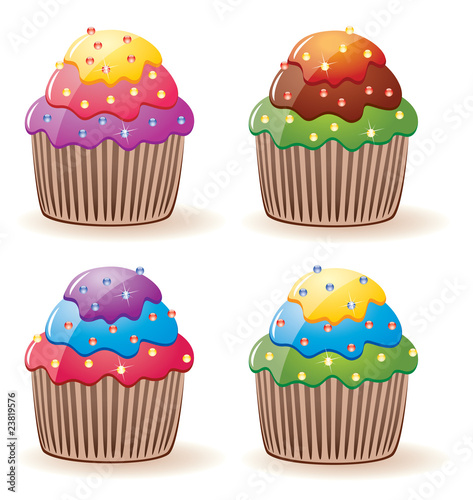 vector colorful cupcakes with sprinkles