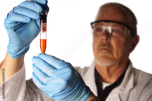 doctor looking at test specimin photo