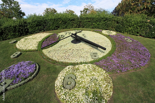 famous flower clock, landmark of Geneva, Switzerland