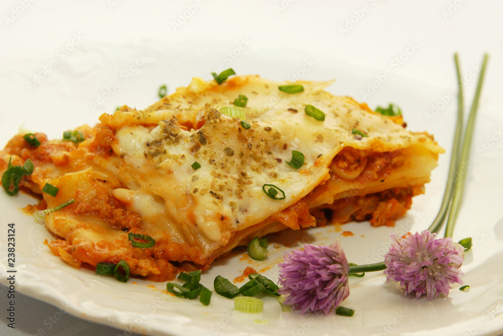 fresh lasagna with ragu sauce