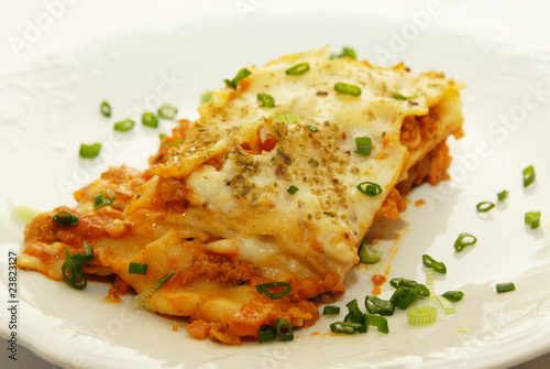 fresh lasagna with ragu sauce