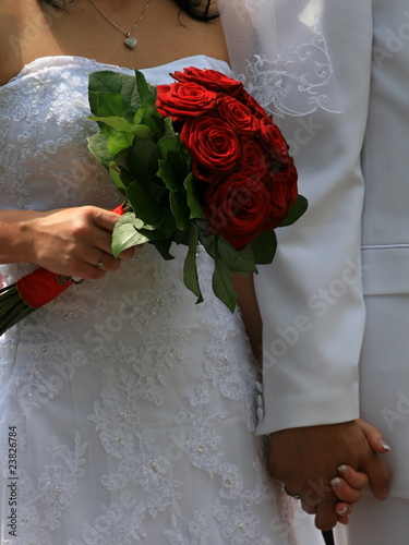The bride with a wedding bouquet