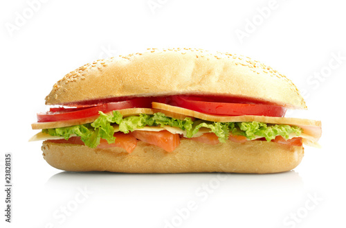 Big sandwich on white background