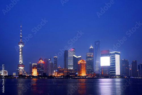 The beautiful night view of Shanghai in  China