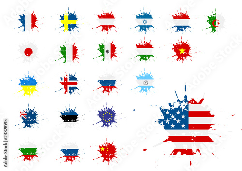 Flag stain icon set