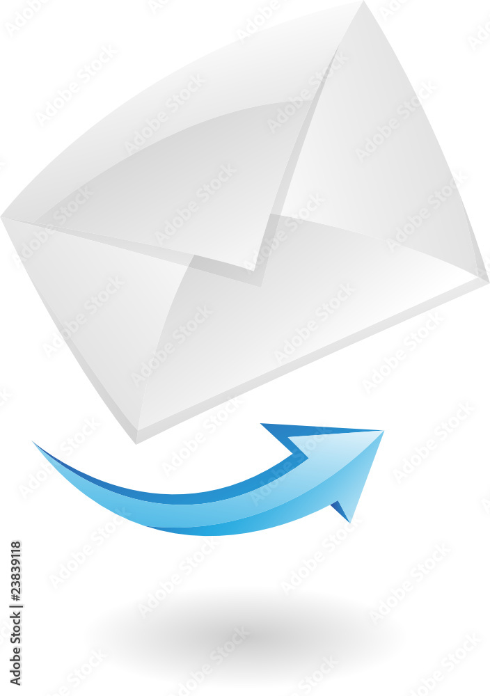 3d mail and blue arrow isolated on white 3d mail and blue arrow isolated on white