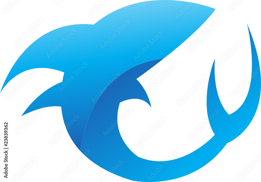 Fototapeta premium Glossy blue shark isolated on white