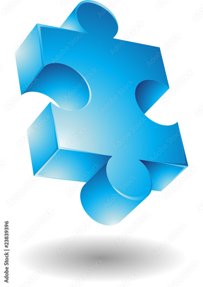 Glossy blue jigsaw isolated on white Glossy blue jigsaw isolated on white