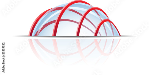 Glass dome with red lines isolated on white