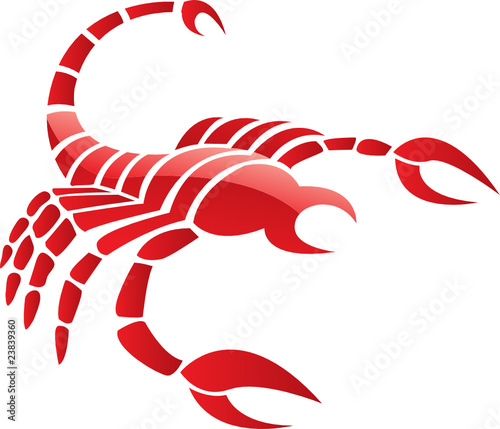 Glossy red scorpion isolated on white