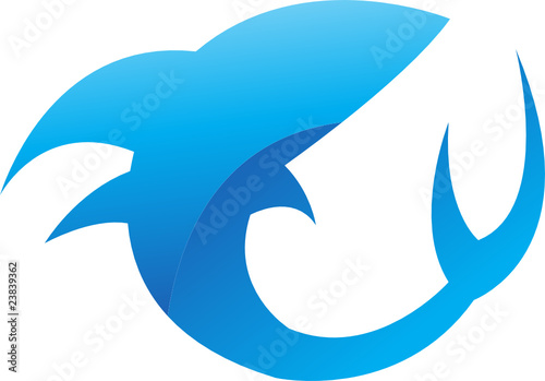 Glossy blue shark isolated on white